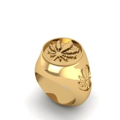 1.jpg 3D file Marijuana Signet Ring R 202・3D print design to download
