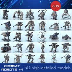 Combat-robot-pack-No.-1.png 3D file Combat robot pack N° 1 - BattleTech MechWarrior Scifi Science fiction SF Warhordes Grimdark Confrontation・Design to download and 3D print, Hartolia-Miniatures