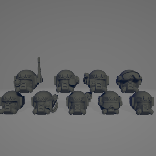 Copertina Kasrkin PNG.png Conjunto de cabeças de guardas espaciais zangados com ambiente hostil