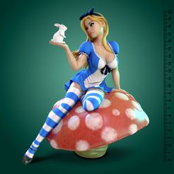 Alice004.jpg 3D file Alice with Rabbit・3D print design to download