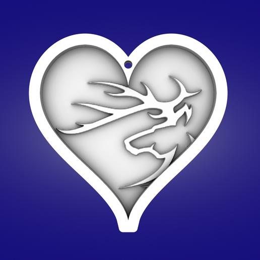 Key pendant, heart, deer 3D model