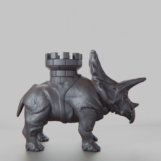 Battle Dinosaur with Castle Backplate Statue