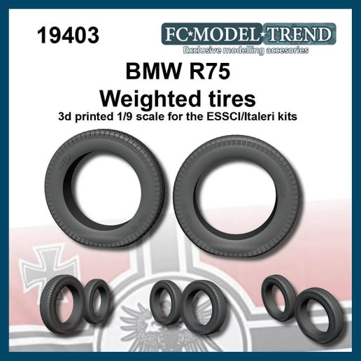 19403 BMW R12 german motorcycle weighted tires 1/19 scale.