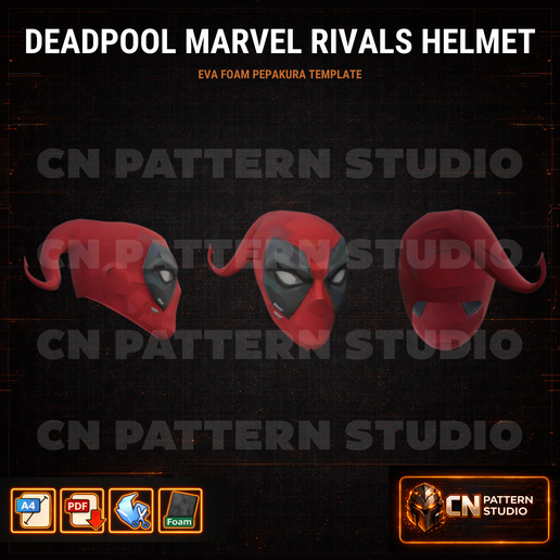 Deadpool Rivals Helmet Cosplay – Pepakura Template – EVA Foam Pattern