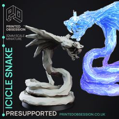 Icicle-Snake-1.jpg Fichier 3D Serpent Icicle - Familiers élémentaires - PRESUPPORTED - Illustré et Stats - Echelle 32mm・Design pour impression 3D à télécharger