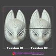 Kitsune_Mask_no5_3D_Print_08.jpg Japanese Fox Mask Demon Kitsune Cosplay Costume Helmet