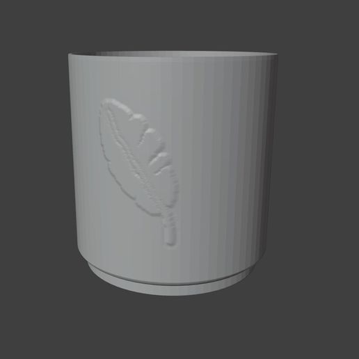 A cachepot with a leaf