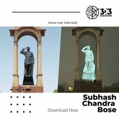1.jpg Archivo STL Netaji Subhash Chandra Bose Nueva Delhi cerca de la estatua de la Puerta de la India・Diseño imprimible en 3D para descargar