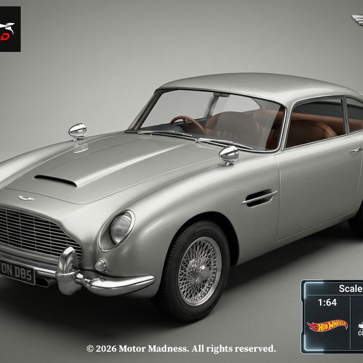 Aston Martin DB5 (1963-1965) Classic Car - Highly Detailed 3D Print Model