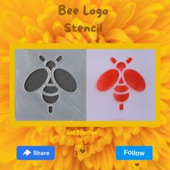 Bee-Logo-Stencil.jpg Archivo STL Plantilla Logotipo Abeja・Objeto para impresora 3D para descargar