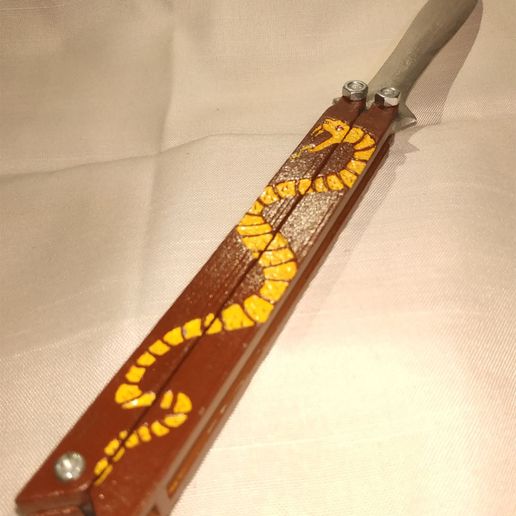 Cobra Snake Butterfly Knife Trainer - 3D Printed Balisong Fidget Toy - Snake Scale Pattern