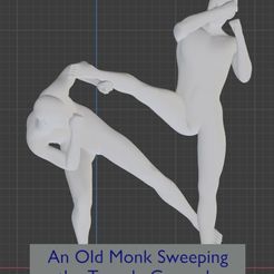 An Old Monk Sweeping the Temple Grounds STL file THAI BOXING ARTS : #15 An Old Monk Sweeping the Temple Ground・3D printable model to download, xMan