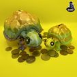IMG_23321.jpg Cute Turtle Piggy Bank - Money Box  - No Supports - Flexi - almost Print in Place