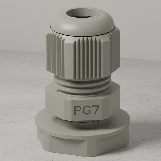 🔌 PG7 CABLE GLAND・ STEP File for 3D printing・Cults