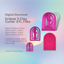 Cover-7.png Archivo 3D Eclipse 3 Clay Cutter - Moon Sun Celestial Arch STL Digital File Download- 9 tamaños y 2 versiones de cortador de pendientes, cortador de galletas・Diseño de impresora 3D para descargar