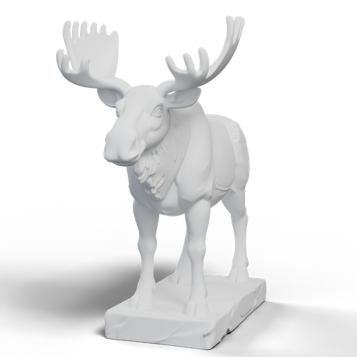 002_clay.png Bull Moose Statue STL – Realistic Stone Sculpture 3D Print for Wildlife Collectors
