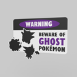 untitled.870.png BEWARE OF GHOST POKEMON - SIGN F1 WALL ART - GENGAR HAUNTER GASTLY