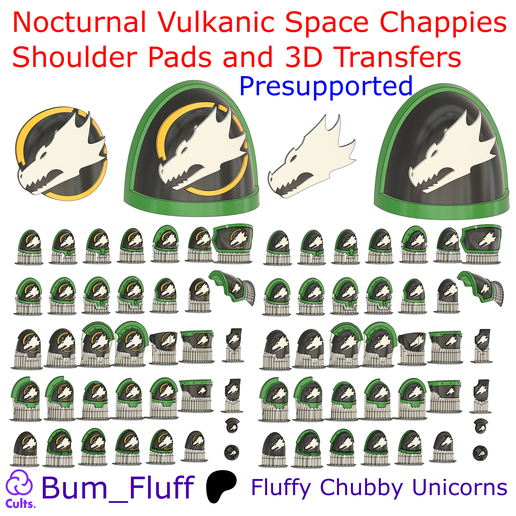 Nocturnal Vulkanic Space Chappies Shoulder pads and 3D transfers