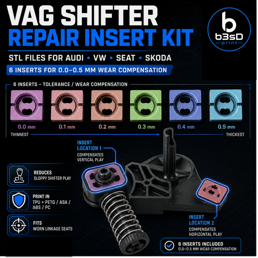 Repair kit gearshift 3D print data for Audi, VW, Skoda, SEAT - Simple DIY solution
