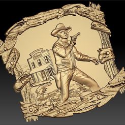 26.jpg cowboy in front of saloon cnc art frame router