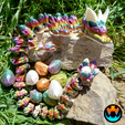 fgzg.png Easter Dragon, Easter Bunny Dragon Articulating Flexi Wiggle Pet, Print in Place, Fantasy Holiday Dragon