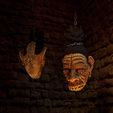 4k.front.png Halloween Decoration - Shrunken Head - Tsantsa