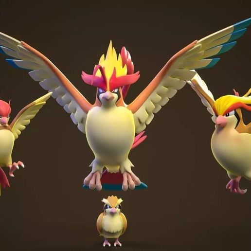 High Quality Pidgey, Pidgeotto, Pidgeot & Mega Pidgeot Miniatures - 3D Printable STL Model For Tabletop Gaming and Display