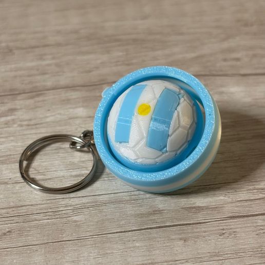 Argentina Soccer Ball Fidget Keychain - Spinning Football Keyring - No AMS