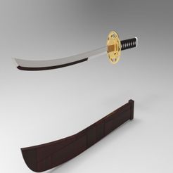 Katana-sword-(11).jpg Weapon Katana Sword OBJ STL FBX 3d model Design in Solidworks 3D model