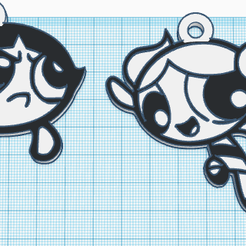 Diseño-1.png Pack of 4 keychains or pendants of the Powerpuff Girls