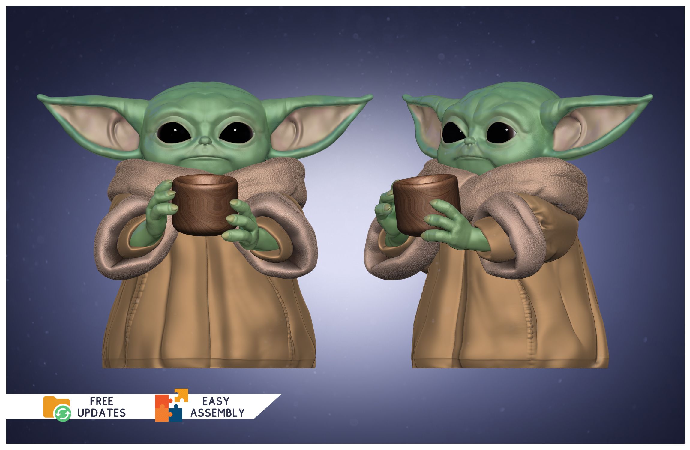 01.jpg Fichier STL Baby Yoda "GROGU" L'enfant - Le Mandalorien - Impression 3D - 3D FanArt・Modèle à imprimer en 3D à télécharger, HIKO3D