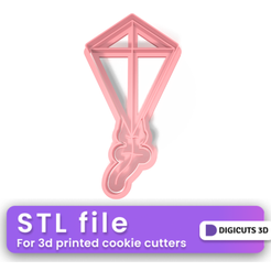 Kite-cookie-cutter.png STL file Kite COOKIE CUTTER - THE SKY COOKIE CUTTERS FILE・3D print object to download