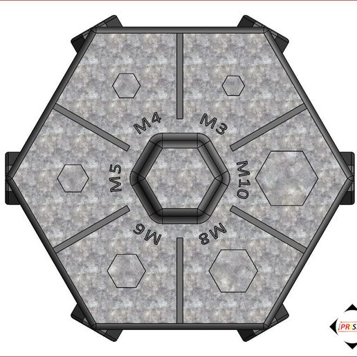 4-Nuts-Sorter-and-Organizer-Closed-Top-View.jpg Trieur et organisateur d'écrous hexagonaux avec tiroirs rotatifs
