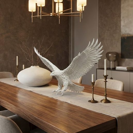 Majestic Voronoi Eagle Sculpture - Detailed Feathers & Modern Art