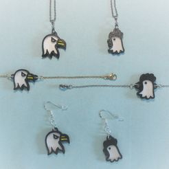 IMG_7218.jpg STL file 4 Necklaces, Bracelets, Earrings, Jewelry, Eagle, Chicken・3D print design to download