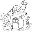 mushroom-house.jpg Mushroom house cookie cutter stamp and outline