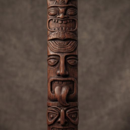 TIKI TOTEM 03 - 3D PRINT MODEL / CNC RELIEF