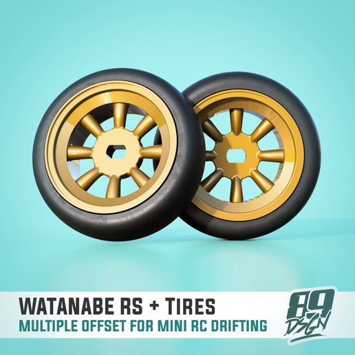 【一部予約！】 WHEELS FRONT/REAR WATANABE RS 🇯🇵 FOR K989 WLTOYS MINI-Z, 小物・アクセサリー
