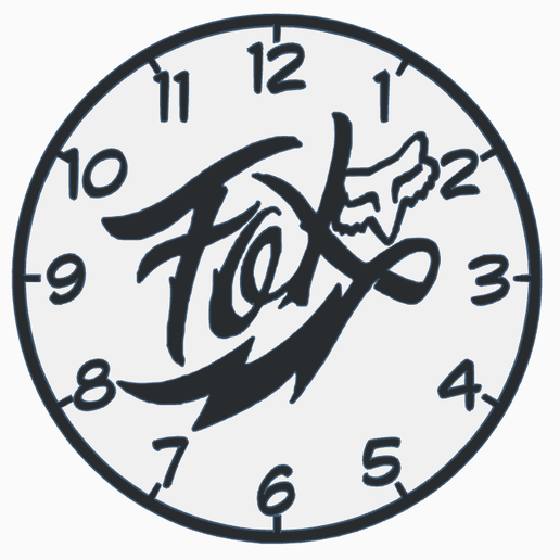 2D Fox cursive wall clock 3D model