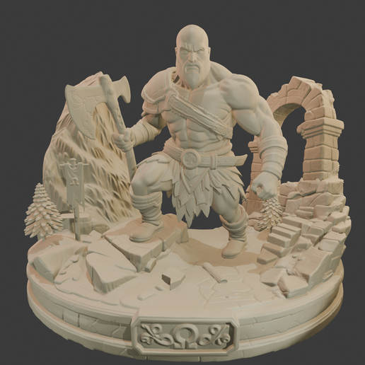 Kratos – God of War Diorama STL