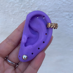 oreja-ahujereada-pircing.png STL file Pierced ear for earring and piercing model. Right and left・Template to download and 3D print