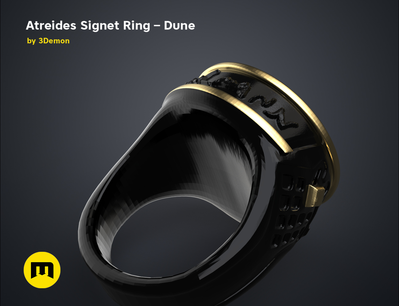 Atreides-ring-color.6.png Download free STL file Atreides Signet Ring - Dune • 3D printing template, 3D-mon