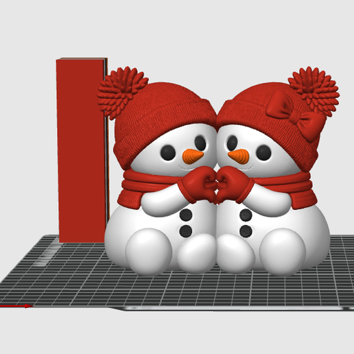 Snowman Couple Making Heart STL 3MF – Christmas Love Figurine 3D Print