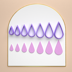 Presentacion-etsy-Frontal.png 3D file Polymer Clay Cutter *basic geometric shapes TEAR in 7 Siza 2 version cut/Digital .STL File * File For Use In A 3D Printer/eulitec.com/-cc-copyrighted-license・3D printable design to download