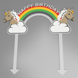 Cake-Topper-Unicorn-Rainbow.png Unicorn rainbow cake topper - birthday party decoration 3D print