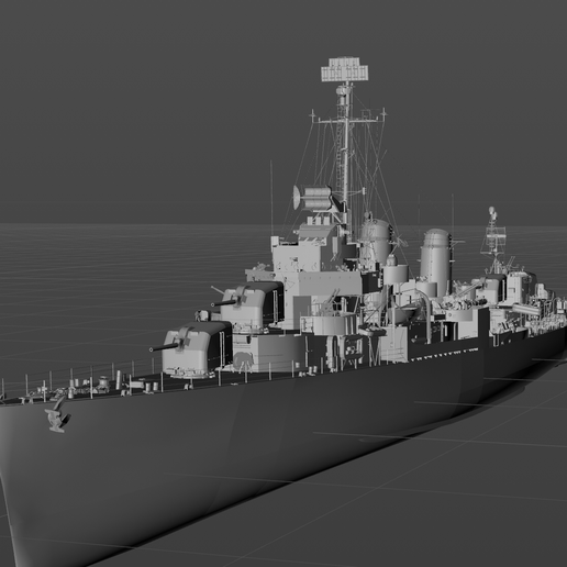 🚢 Modelo digital del destructor estadounidense de clase Kidd・Archivo ...