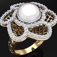 Nhan-luoi-N6682-01.jpg Mesh flower ring -Womens pearl ring - Pearl ring - N6682