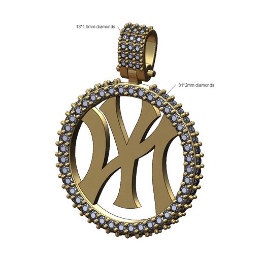 Iced NY diamond pendant with bail 3D print model 3D model