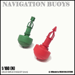 Navigation-Buoys-1.png Fichier STL gratuit BOUÉES DE NAVIGATION - ÉCHELLE N (1/160)・Modèle à télécharger et à imprimer en 3D, OscarBallesteros