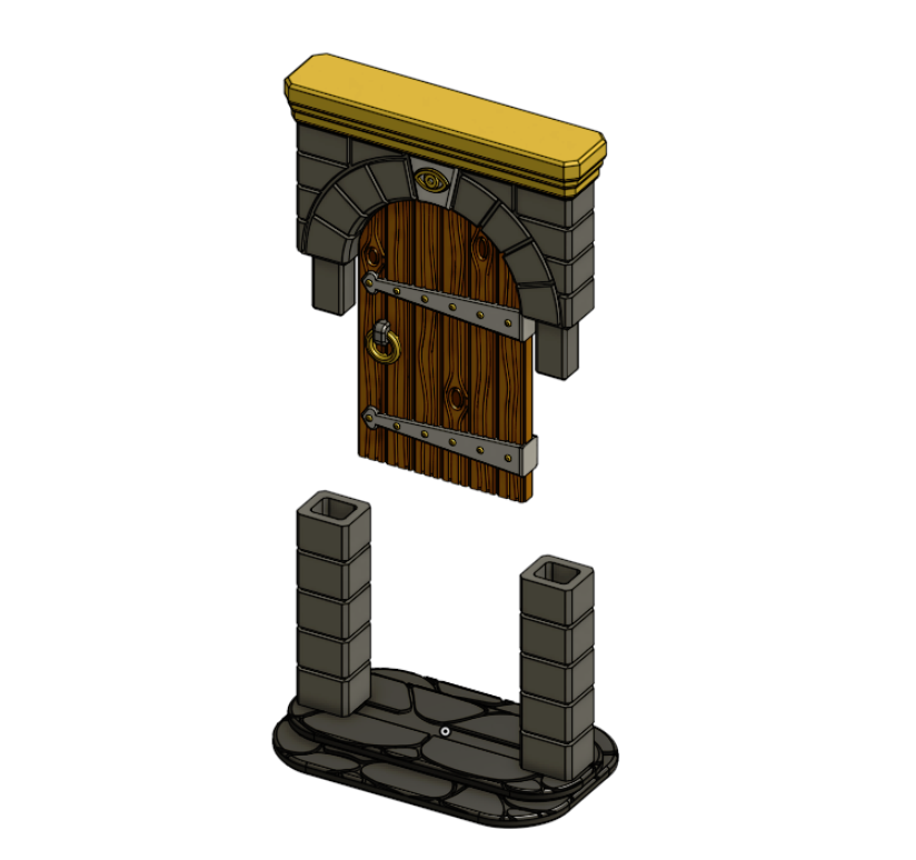 Robagon_StoneDoorLarge-SlideOut_Opening.png Download STL file Stone Dungeon Door - Multimaterial • 3D printer object, RobagoN